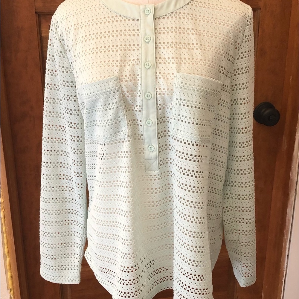 Ann Taylor/ woman’s/ long sleeve/ lace top/ mint greet/ size L